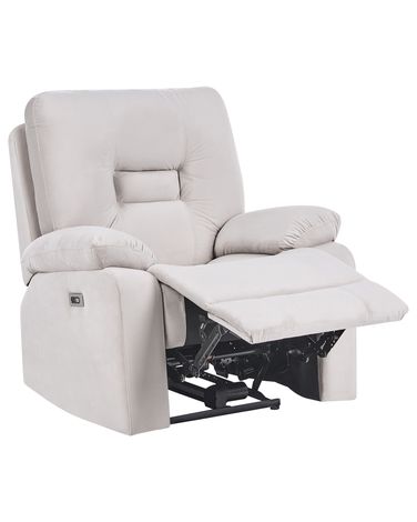 Electric Recliner Chair BERGEN with Footrest Velvet Light Beige