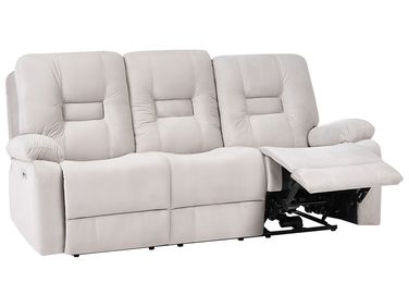 Electric Recliner Sofa 3 Seater BERGEN Velvet Light Beige with USB Port