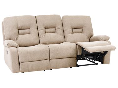 Manual Recliner Sofa 3 Seater BERGEN Fabric Beige