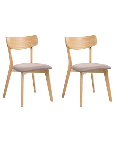 Esszimmerstuhl 2er Set HOLLY Holz Hellbraun / Braun