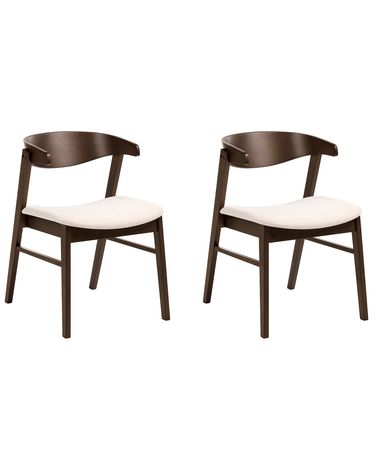 Esszimmerstuhl 2er Set LILLY Stoff Dunkelbraun / Cremeweiß