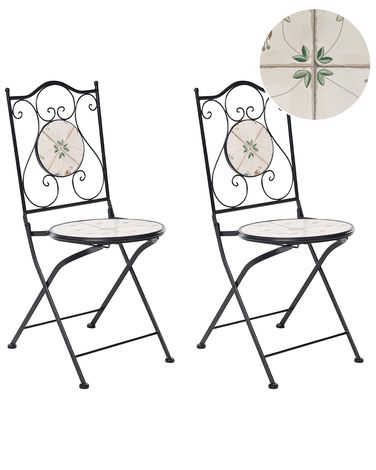 Gartenstuhl 2er Set CARONA klappbar Metall Schwarz