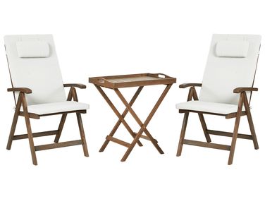 Bistro Set AMANTEA PREMIUM Acacia Wood Off-White