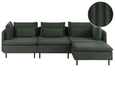Modul Ecksofa 3-Sitzer EGERIS Cord Dunkelgrün linksseitig