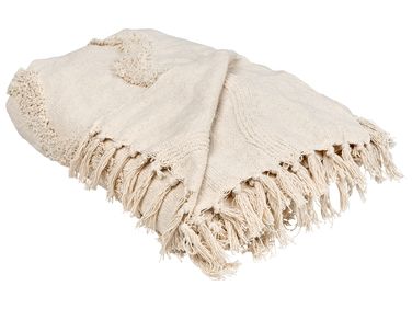 Blanket KHARI Cotton 200 x 200 cm Light Beige