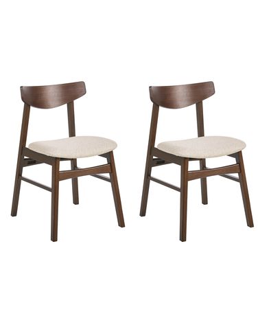 Esszimmerstuhl 2er Set SMILEY Holz Braun / Beige