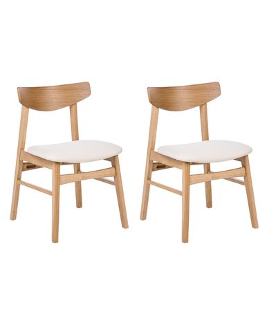 Esszimmerstuhl 2er Set SMILEY Holz Hellbraun / Cremeweiß