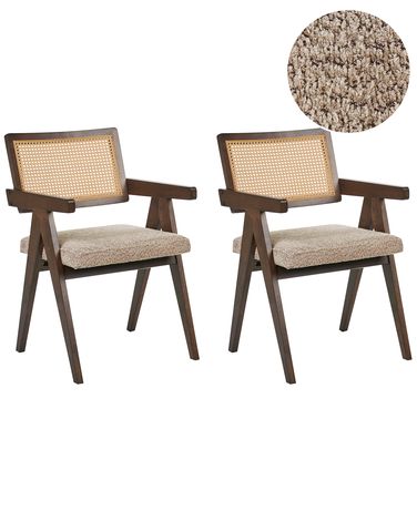 Esszimmerstuhl 2er Set AVA Holz Braun / Taupe