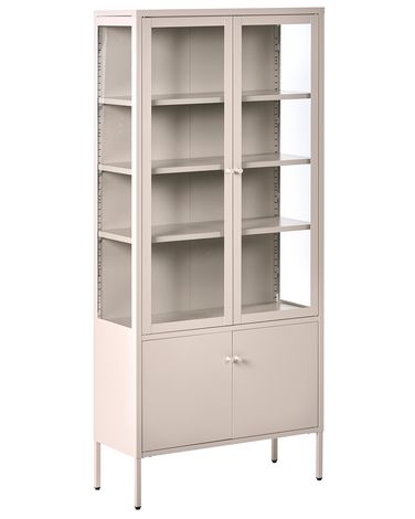 Glass Display Cabinet OXTED Metal 80 cm Beige