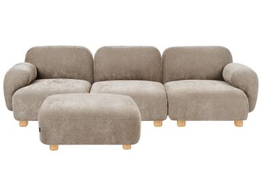 Modular Sofa 3 Seater AMLI Beige Fabric with Ottoman