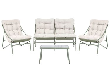 Lounge Set mit Tisch 4-Sitzer MOLVENO Beige / Grün Metall
