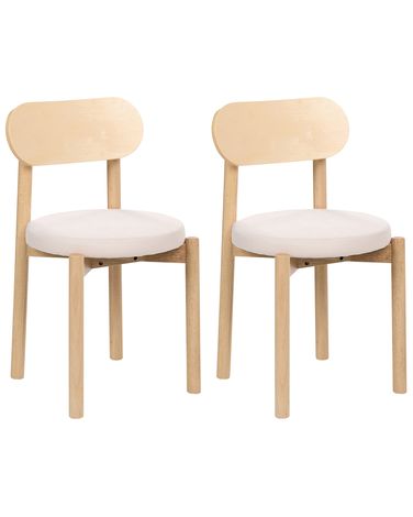 Esszimmerstuhl 2er Set PAULINA Holz Hellbraun / Hellbeige