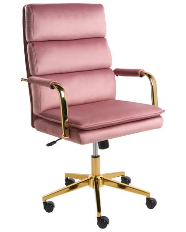 Bürostuhl VAMURE Samtstoff Rosa
