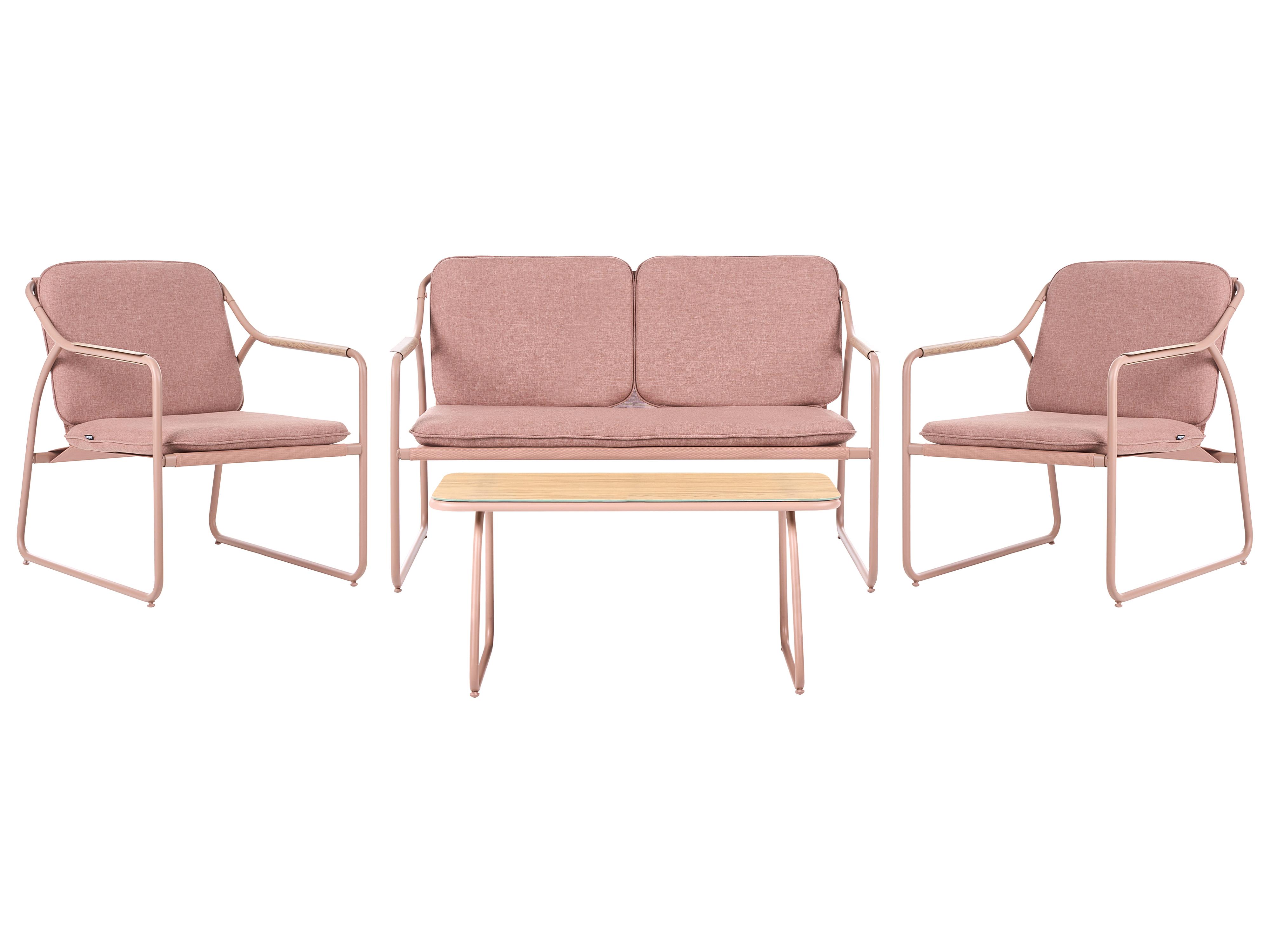 Lounge Set mit Tisch 4-Sitzer CALASCIO Braun Metall