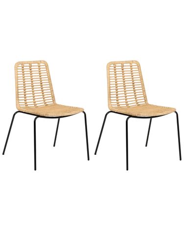 Esszimmerstuhl 2er Set TAOS Rattan Naturfarben