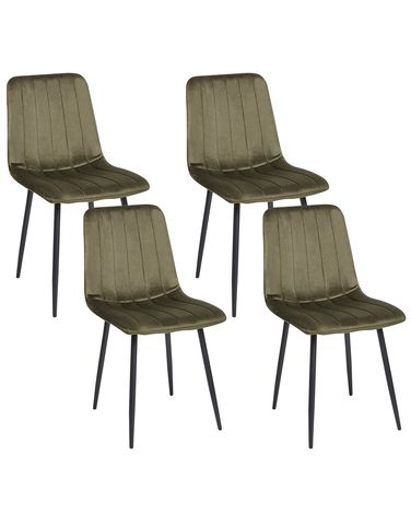 Esszimmerstuhl 4er Set KALISPELL Samtstoff Olivgrün