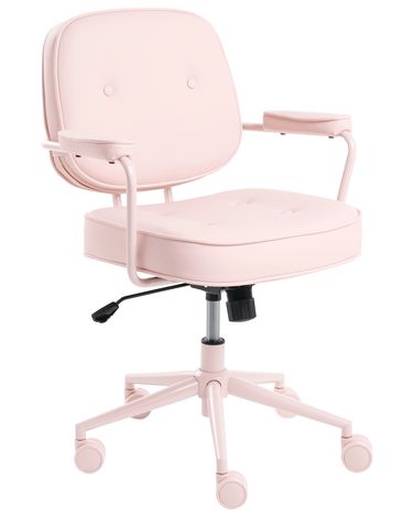 Desk Chair PARAMUS Faux Leather Pastel Pink