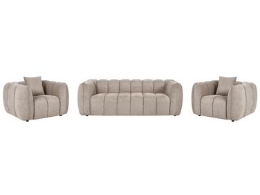 Living Room Set 5 Seater NESS Fabric Taupe