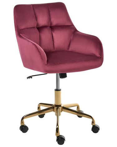 Desk Chair PALMDALE Velvet Burgundy