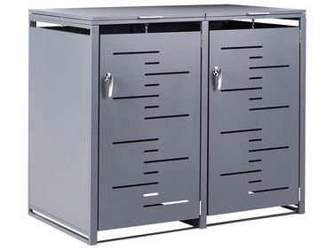 Doppel-Mülltonnenbox 480 L PERISSA Metall Dunkelgrau