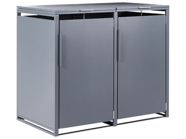 Doppel-Mülltonnenbox 480 L PIACENZA Metall Dunkelgrau
