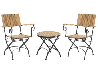 Bistro Set Folding LASCARI Acacia Wood Light Brown