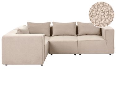 Modular Corner Sofa 4 Seater AXEBO Right Hand Beige Boucle