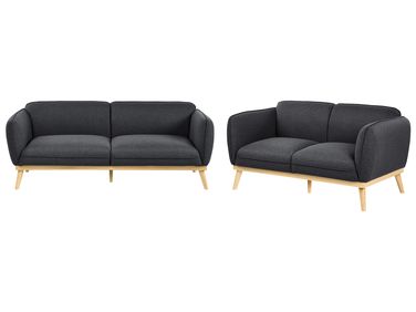 Living Room Set 5 Seater LJUNG Fabric Black