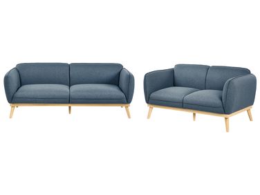 Living Room Set 5 Seater LJUNG Fabric Blue