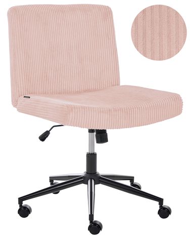Desk Chair GEDDES Corduroy Pastel Pink