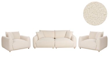 Living Room Set 5 Seater JUBEK Boucle Off-White