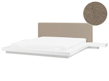 Bett mit Lattenrost Bouclé ZEN 180 x 200 cm Weiß