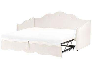 Ausziehbett Samtstoff LORETTE 90 x 200 cm Hellbeige