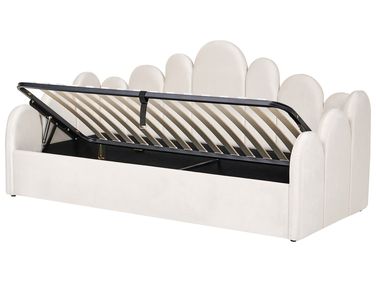 Daybed with Storage POLIGNAC Velvet Light Beige 90 x 200 cm (EU Single)
