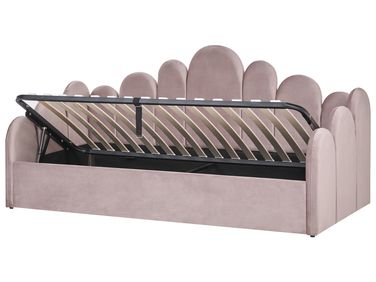Daybed with Storage POLIGNAC Velvet Pastel Pink 90 x 200 cm (EU Single)