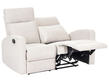Manual Recliner Sofa 2 Seater VERDAL Velvet Beige with Footrest