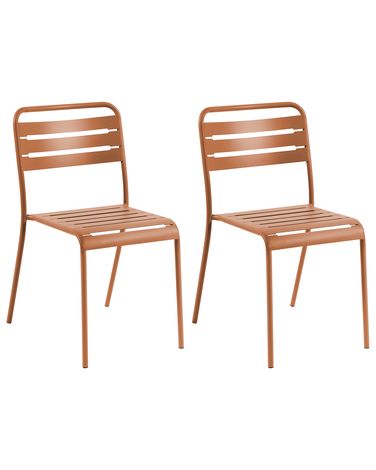 Gartenstuhl 2er Set LEFKADA Metall Braun
