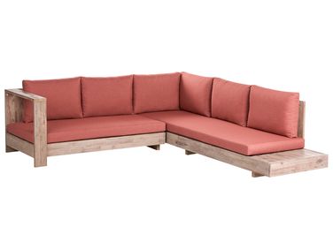 Garden Corner Sofa 5 Seater MARETTIMO Right Hand Red Certified Acacia Wood
