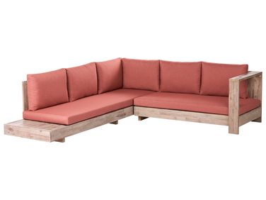 Garden Corner Sofa 5 Seater MARETTIMO Left Hand Red Certified Acacia Wood