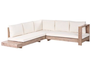 Garten Ecksofa 5-Sitzer MARETTIMO linksseitig Cremeweiß zertifiziertes Akazienholz