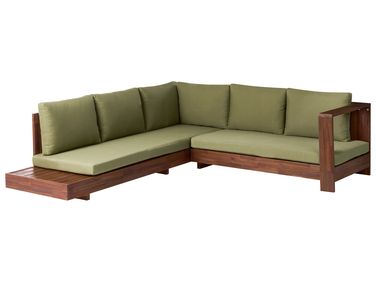 Garten Ecksofa 5-Sitzer MARETTIMO linksseitig Grün zertifiziertes Akazienholz