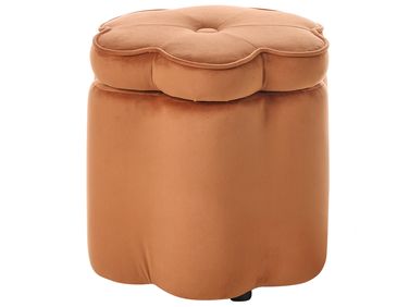 Kids Storage Pouffe FLOWER Velvet Orange Flower