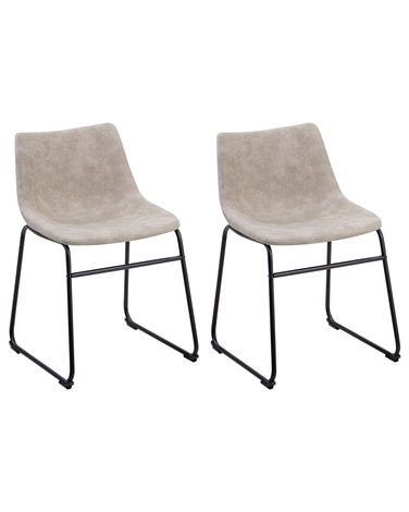 Esszimmerstuhl 2er Set BATAVIA Stoff Beige