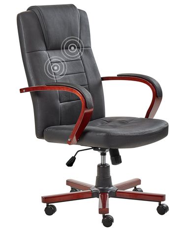 Massagestuhl DIAMOND mit Heizung Echtleder Schwarz
