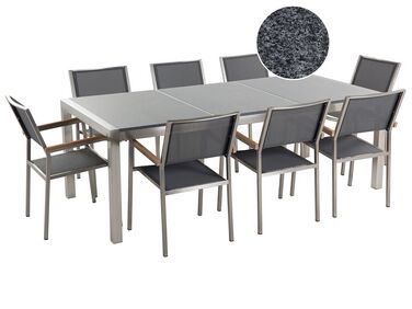 Garden Dining Set 8 Seater GROSSETO Grey Granite Triple Plate Polished