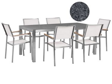 Garden Dining Set 6 Seater GROSSETO Grey/ White Granite Polished