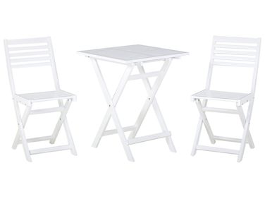Bistro Set Folding FIJI Acacia Wood White