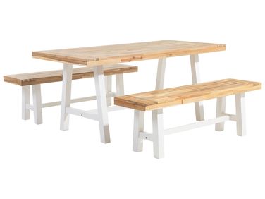 Gartenmöbel Set 6-Sitzer SCANIA Weiß Akazienholz