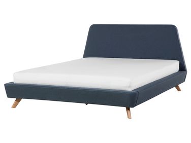Bett mit Lattenrost Stoff VIENNE 160 x 200 cm Dunkelblau