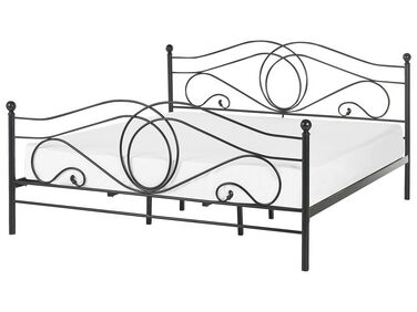 Bett mit Lattenrost Metall LYRA 180 x 200 cm Schwarz